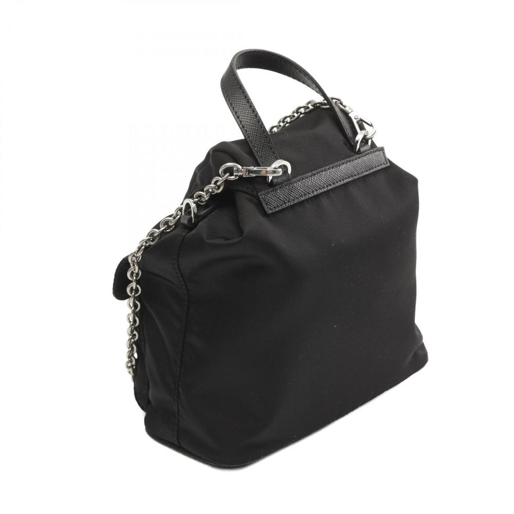 Prada Re-Nylon Shoulder Bag Nylon Saffiano Leather Black - Picture 2 of 4